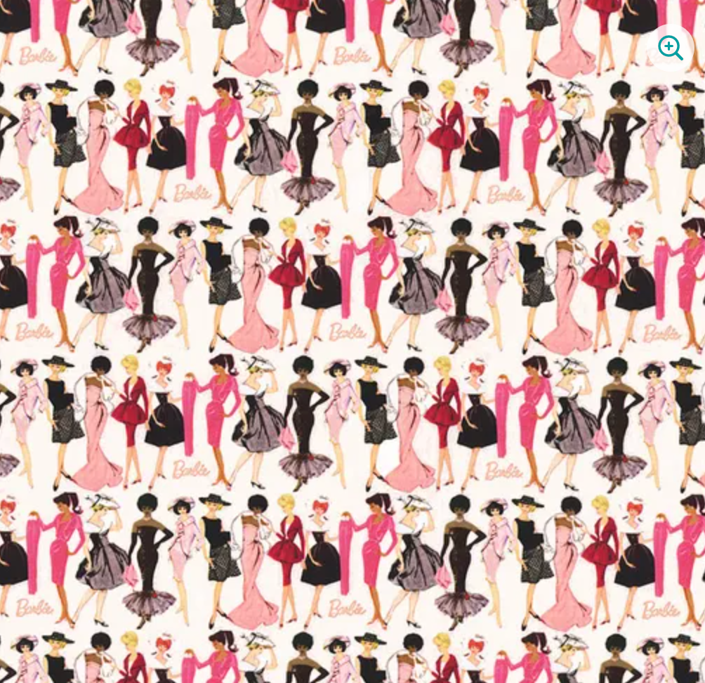 Barbie Vintage Blush Fashion # CD16891-BLUSH- 100% Cotton  Fabric (1 metre piece)