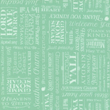 A close-up of a mint green fabric or wallpaper pattern featuring a repeating white Southern-themed typographic design with words like 'Grimme some sugar', 'Southern Charm', 'Hey Y'all', and 'Bless Your Heart'.