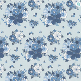 Blue Blooms & Threads Blue Main C17120-100% Cotton Fabric (1 metre piece)
