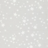 A light gray fabric or wallpaper pattern featuring a scattered print of white stars of various sizes.