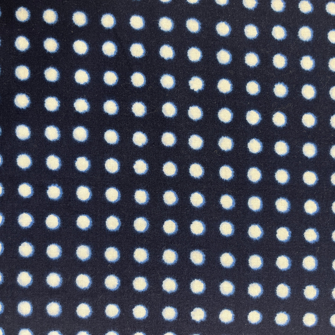 Sevenberry White /Blue Shadow Dots on 100% Blue Cotton WOF 110cn - 112cm