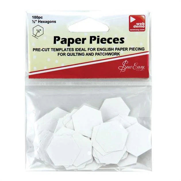 Sew Easy 1/2" Hexagon Paper Pieces. 100pce