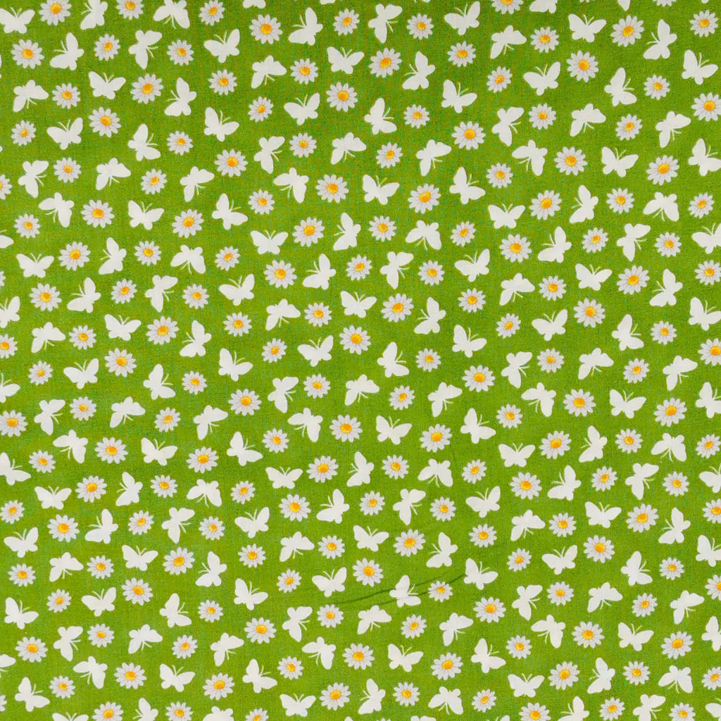 Stof fabric Thomsen Bears Floral & Butterflys Green