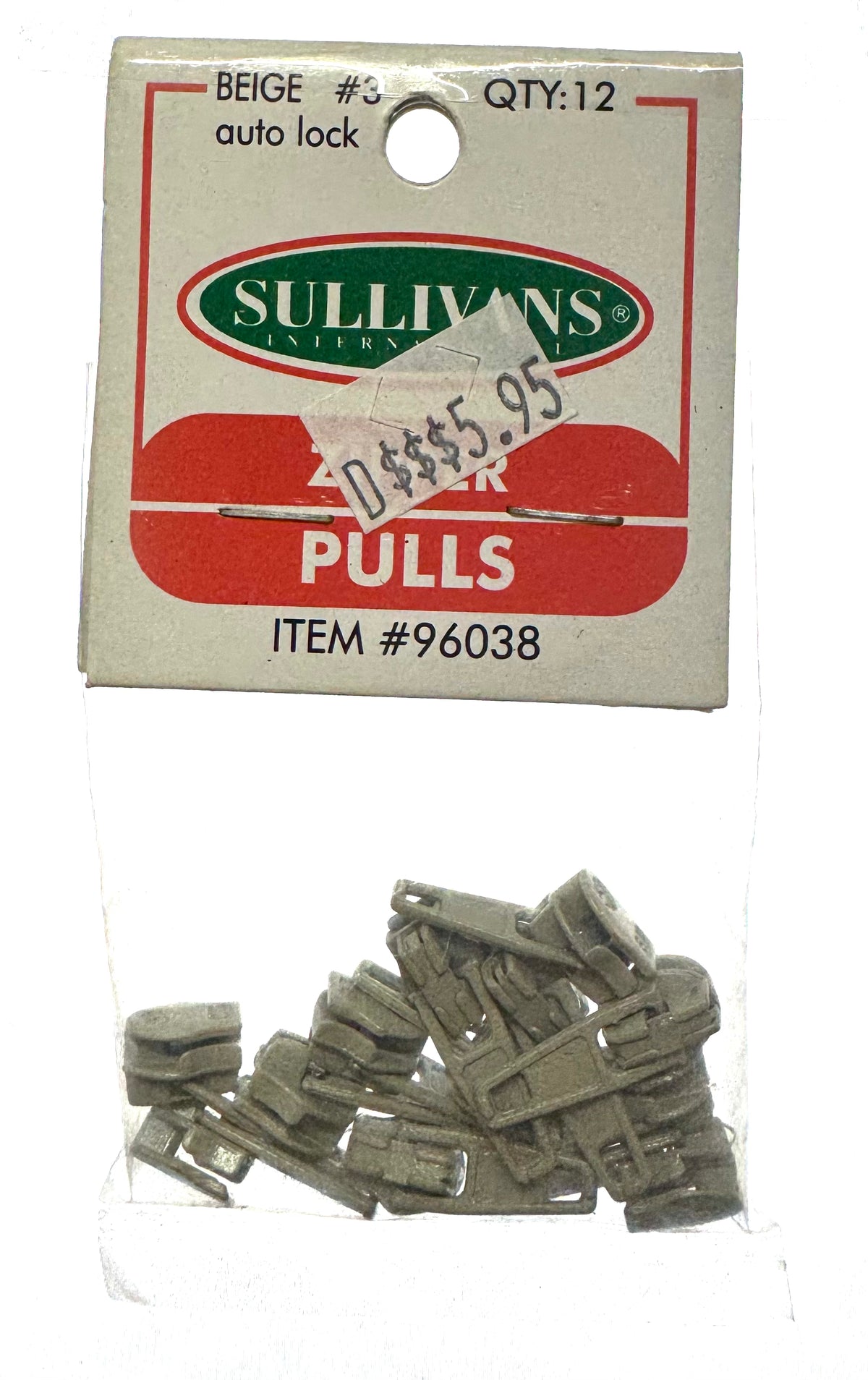 Sullivans Beige Zipper Pulls - 12 pack