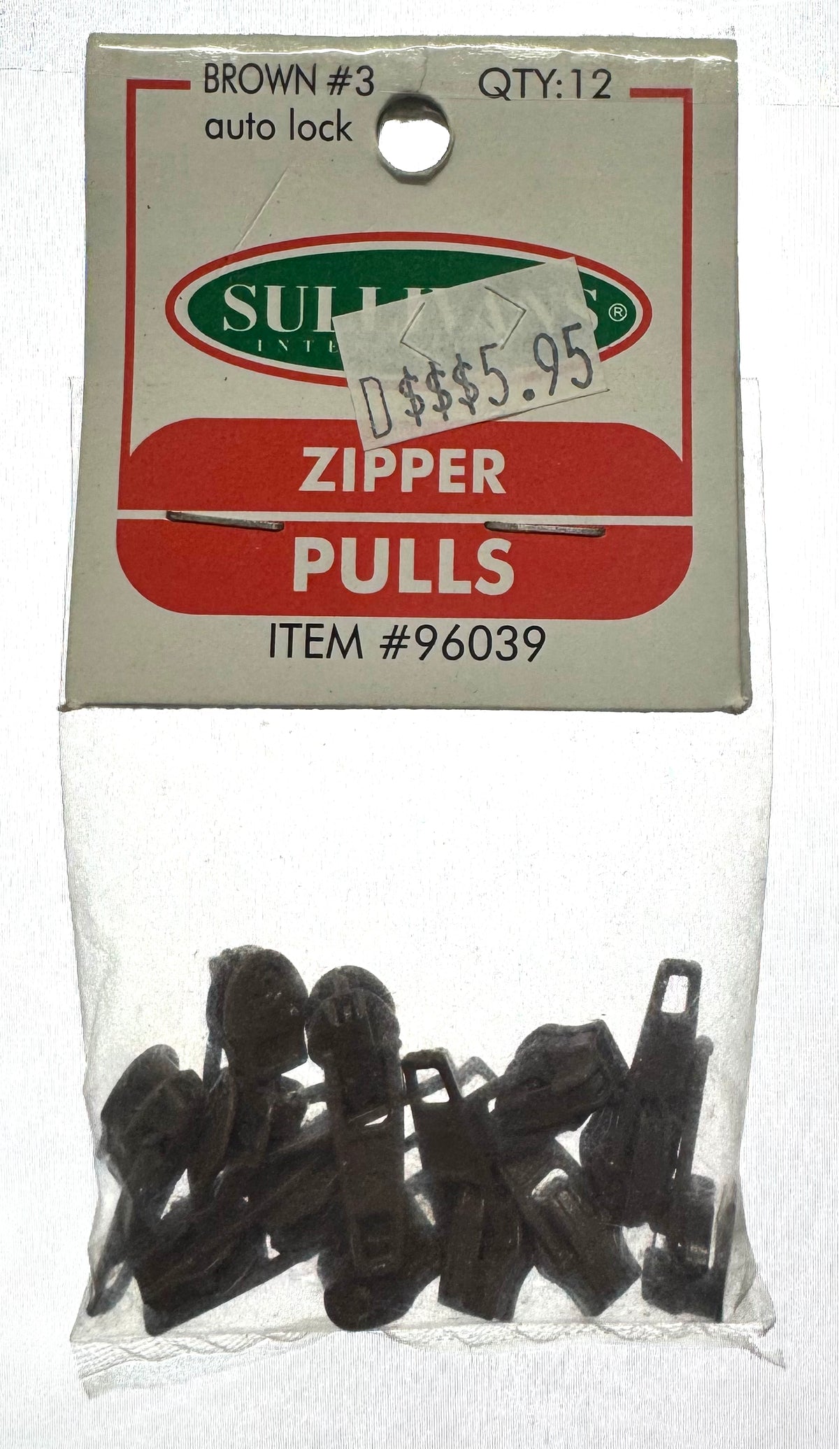 Sullivans Brown Zipper Pulls - 12 pack