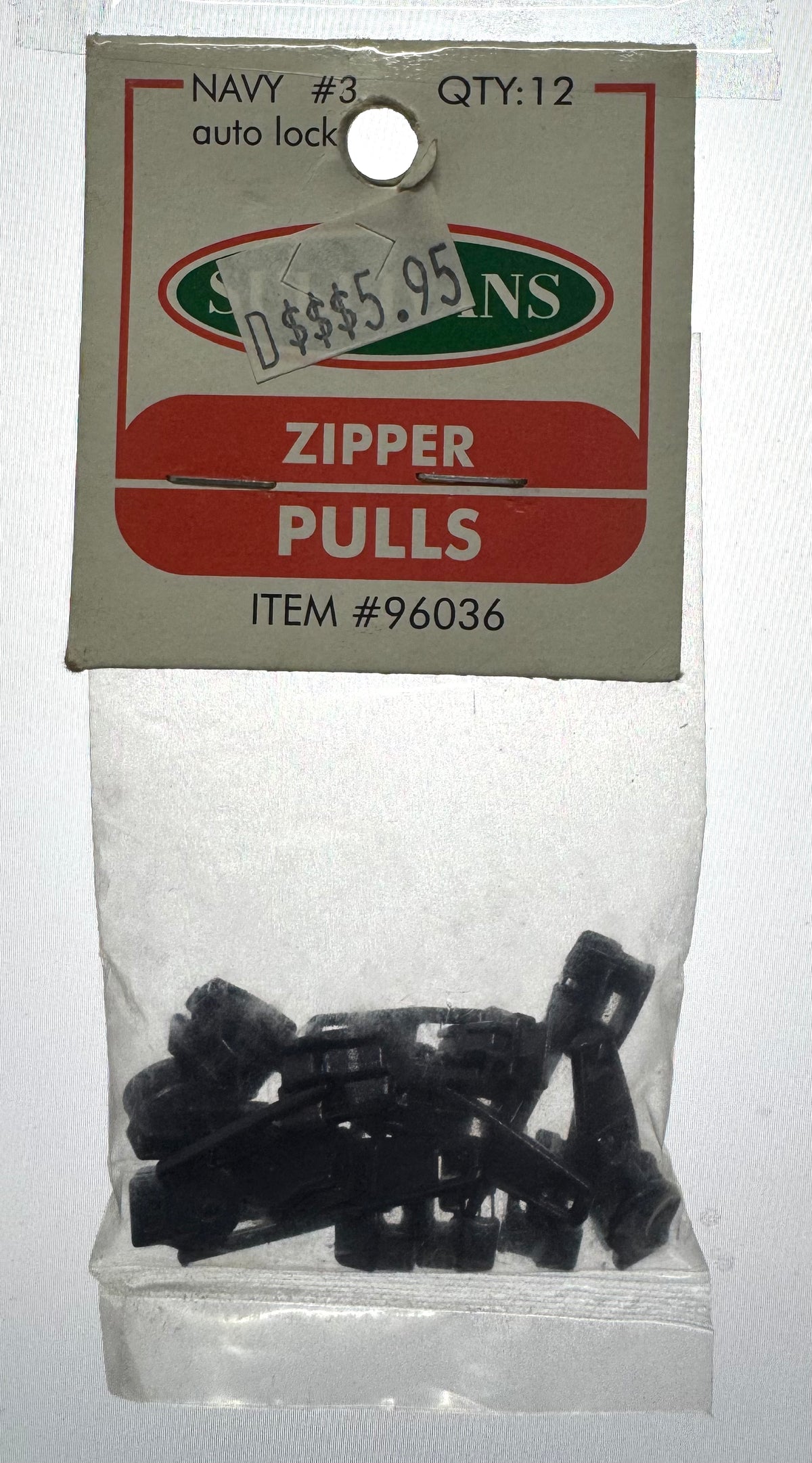 Sullivans Navy Zipper Pulls - 12 pack
