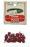 Sullivans Red Zipper Pulls - 12 pack