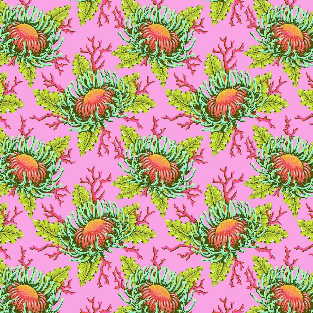 Tula Pink Floral Reef – Friends & Anemones – Coralline (PWTP265)