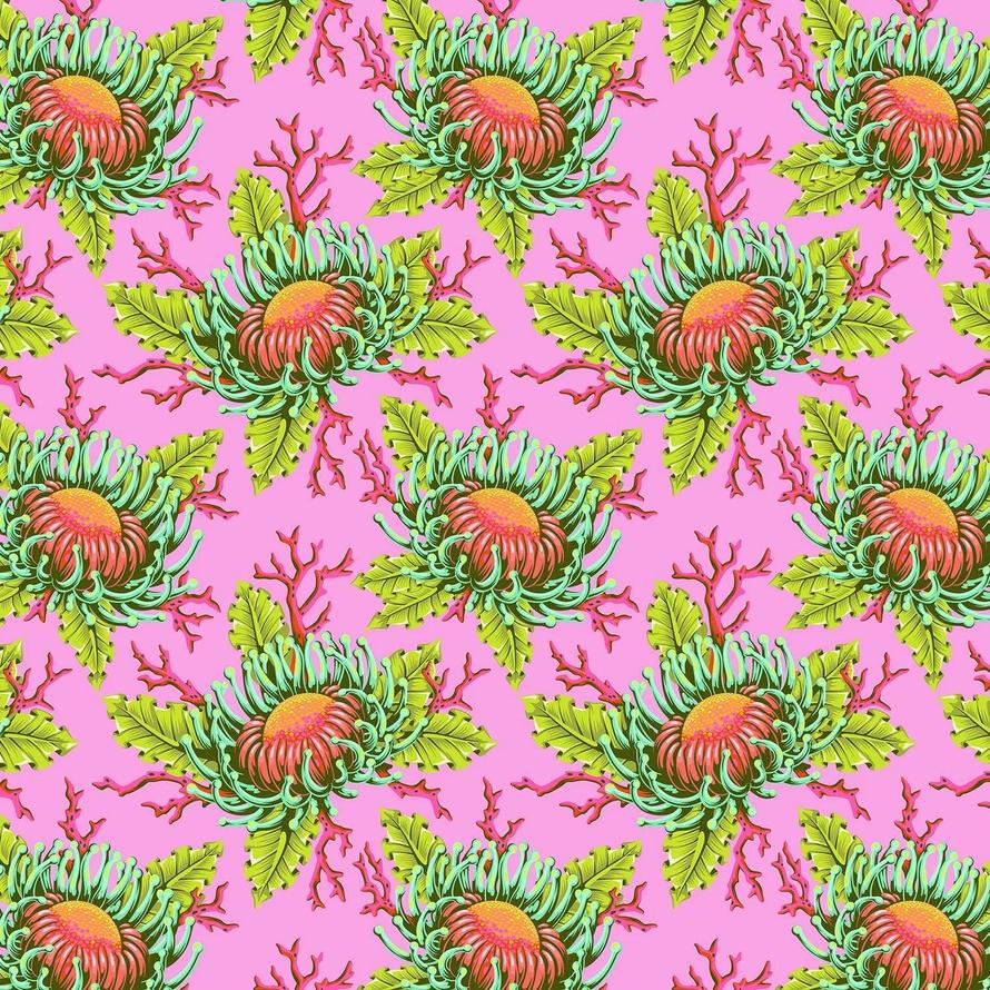 Tula Pink – Floral Reef – Friends & Anemones – Coralline (PWTP265)(Preorder April/May 2026)