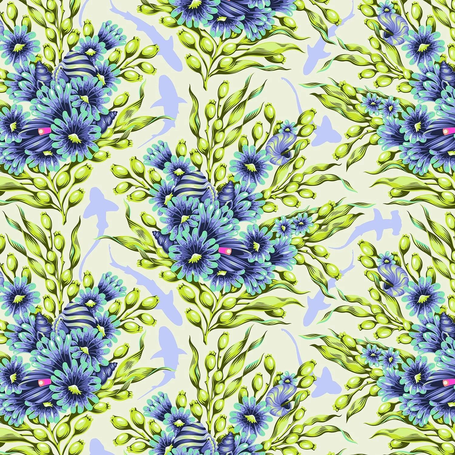 Tula Pink Floral Reef – Shadow Sharks – Marine (PWTP267)