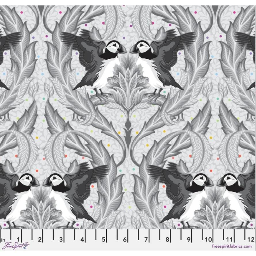 Tula Pink Graywork Huffin and Puffin Whisper PWTP260.WHISPER *** PRE-ORDER - ARRIVING OCTOBER 2025 ***