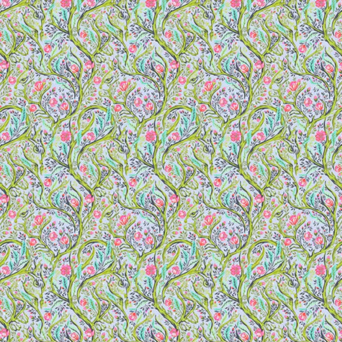 Tula Pink Full Moon Forest II Branch Manager Starlight Fabric in Blue for Quilting