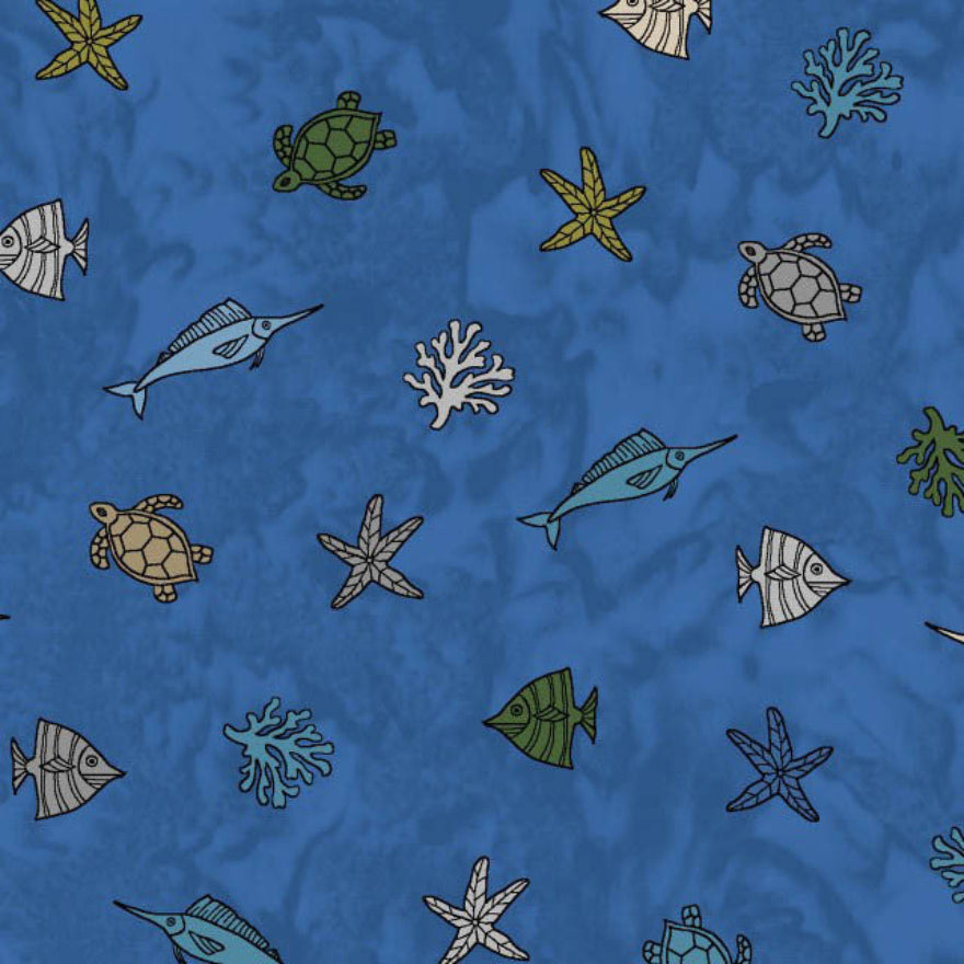 Turtle Bay - Mini Sealife Navy from Maywood Studio Fabric
