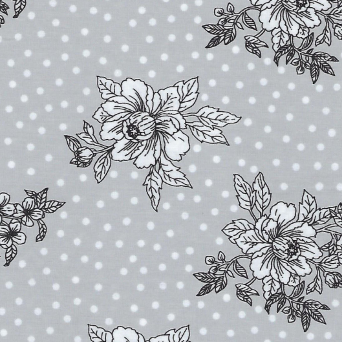 YUWA Grey Black Outline Flowers CC013111 (1347)