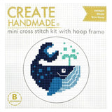 Mini Cross Stitch Kit with Hoop - Whale | Create Handmade
