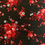 Vintage Red Floral on Black by David Textiles 100% Cotton Fabric WOF 110cm-112cm