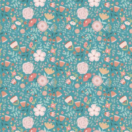 Goose Creek Gardens – Wildflowers Teal WF20805 - 100% Cotton