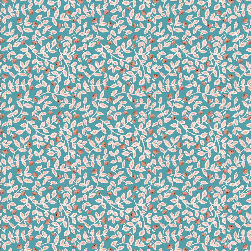 Goose Creek Gardens – Meadow Leaves Teal WF20811 - 100% Cotton