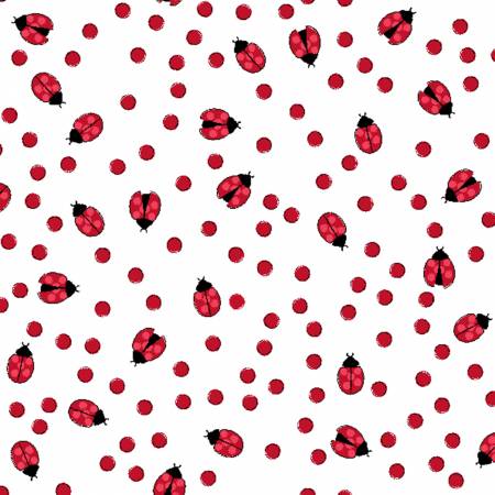 Ladybug Mania – Y3179-1 Dot White - 100% Cotton