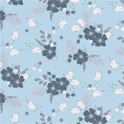 Winter Gardens – Main Floral Light Denim Y4126-87 - 100% Cotton
