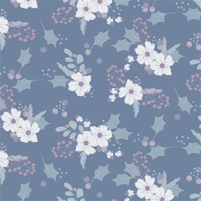 Winter Gardens – Main Floral Dark Denim Y4126-89 - 100% Cotton