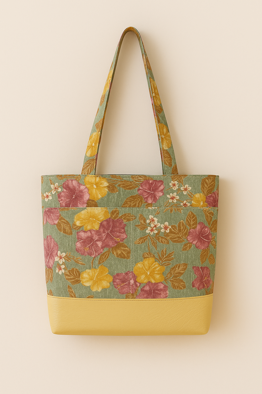 DIY Luxe Tote Bag Kit – Premium Fabric + Easy Instructions Yellow Floral
