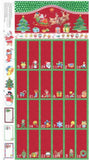 Christmas Advent Calendar Fabric Panel - Red and Green Nutex