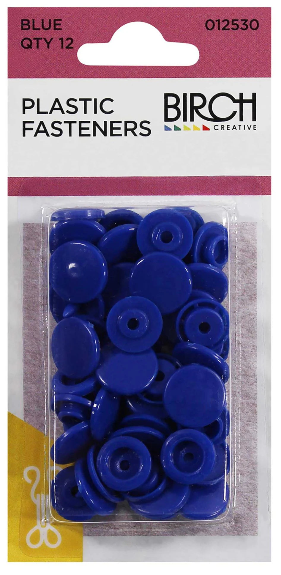 Birch Plastic Fasteners - Pack 12.   BLUE