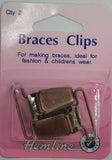 Hemline Braces Clips, 30mm, 2pcs, BRONZE Colour, For Braces, Fashion, Childrens Wear