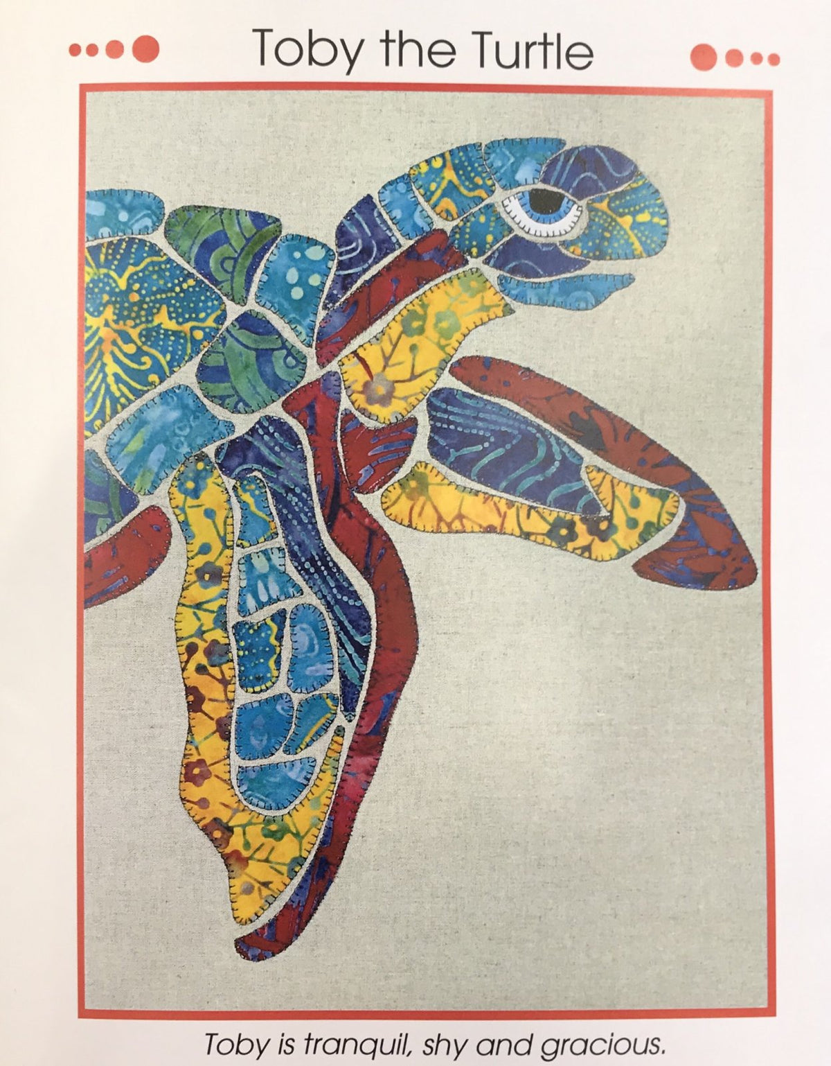 Toby The Turtle Applique Pattern
