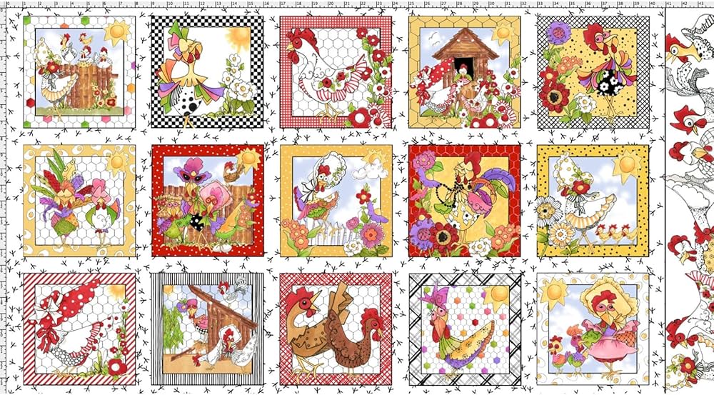 Loralie Designs - Chicken Chique Fabric Panel