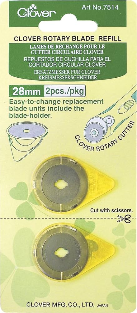 Clover Rotary Cutter Blade Refill 2 Pieces, 28 mm Size
