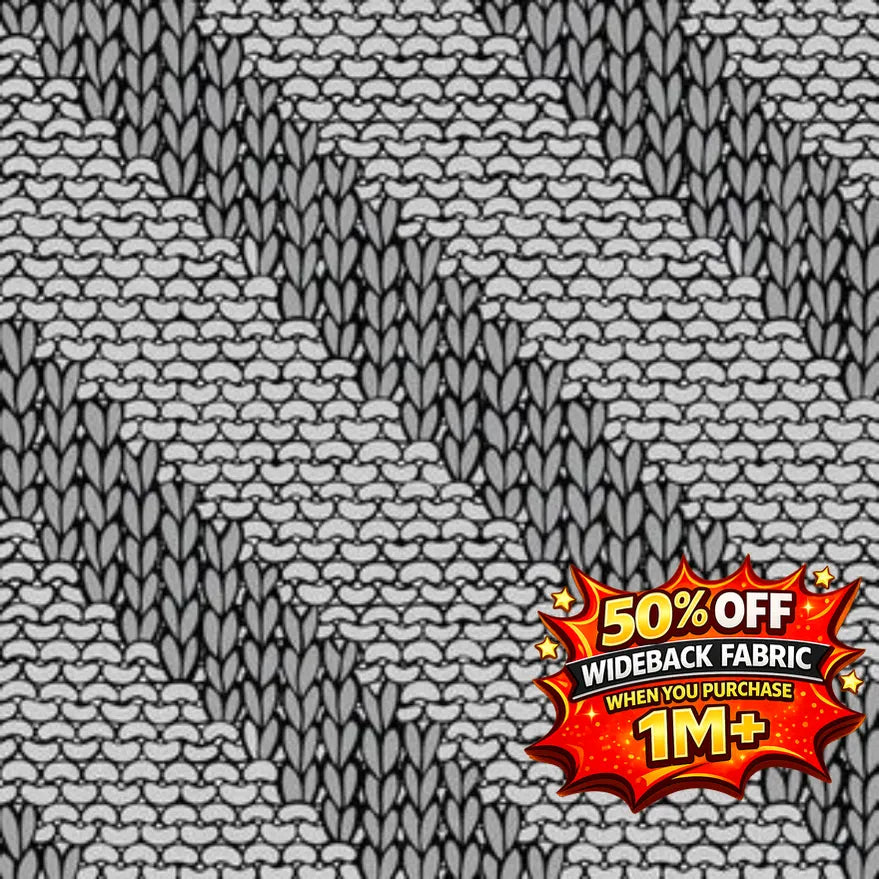 $7.50 a metre (1 metre min cut) DV6616 Bed Buds Knit look WideBack Fabric in Greys