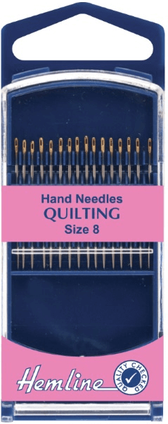 Hemline Premium Quilting Hand Gold Eye Sewing Needles size 8