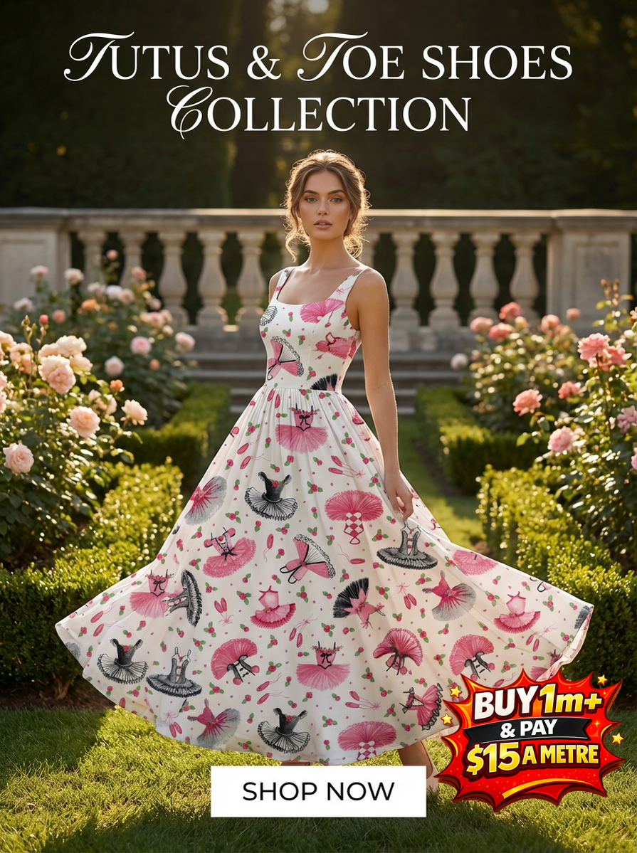 Tutus & Toe Shoes Tossed Tutu 100% Cotton Fabric WOF 110cm- 112cm