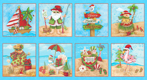 Holiday Beach Christmas Block Panel