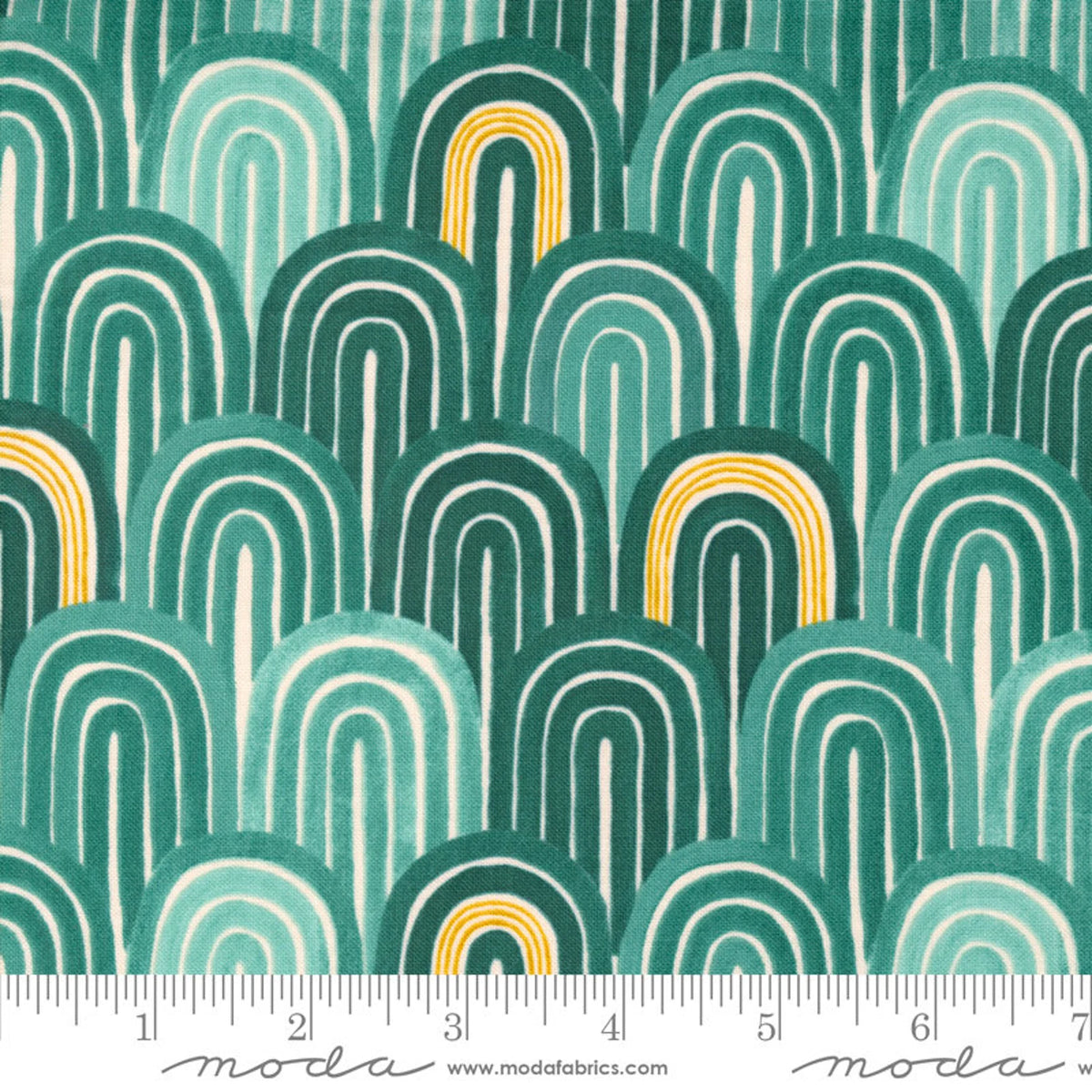 Willow Arches Lagoon by 1 Canoe 2 Hoffman Fabric 100% Cotton WOF 110cm- 112cm