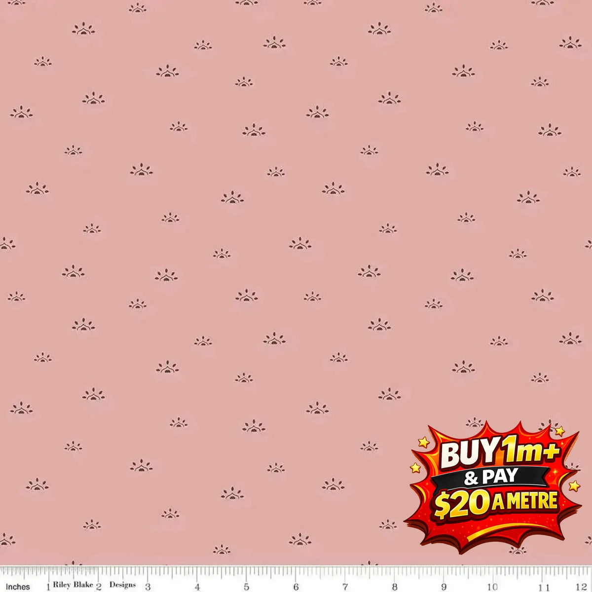 WINGED MEDLEY WOODBLOCK DUSTYROSE C15915 100% Cotton