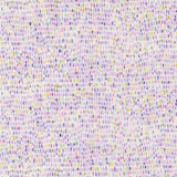 A close-up fabric pattern swatch showing a dense, hand-drawn dotted texture in pastel shades of purple, pink, blue, yellow, and green on a white background, with a Modas Fabrics brand ruler visible at the bottom.