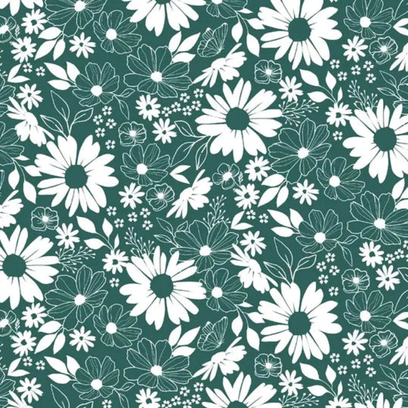 Juliette Floral Toile Teal 29202-414 Cotton Fabric 100%
