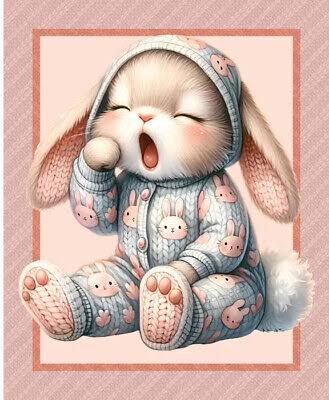 Bed Buds Sleepy Bunny DV6608 Cotton Quilting Fabric Panel