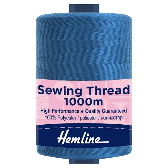 Hemline 100% Polyester Sewing & Overlocking Thread 1000m Spool, Royal Blue