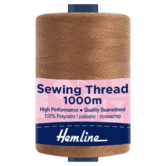 Hemline 100% Polyester Sewing & Overlocking Thread 1000m Spool, BROWN