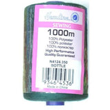 Hemline 100% Polyester Sewing & Overlocking Thread 1000m Spool, BOTTLE GREEN