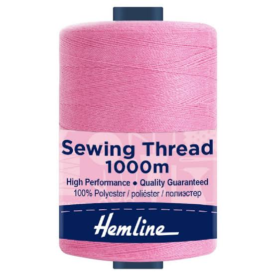 Hemline 100% Polyester Sewing & Overlocking Thread 1000m Spool, Pink