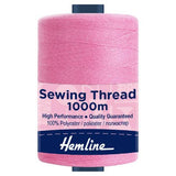 Hemline 100% Polyester Sewing & Overlocking Thread 1000m Spool, Pink