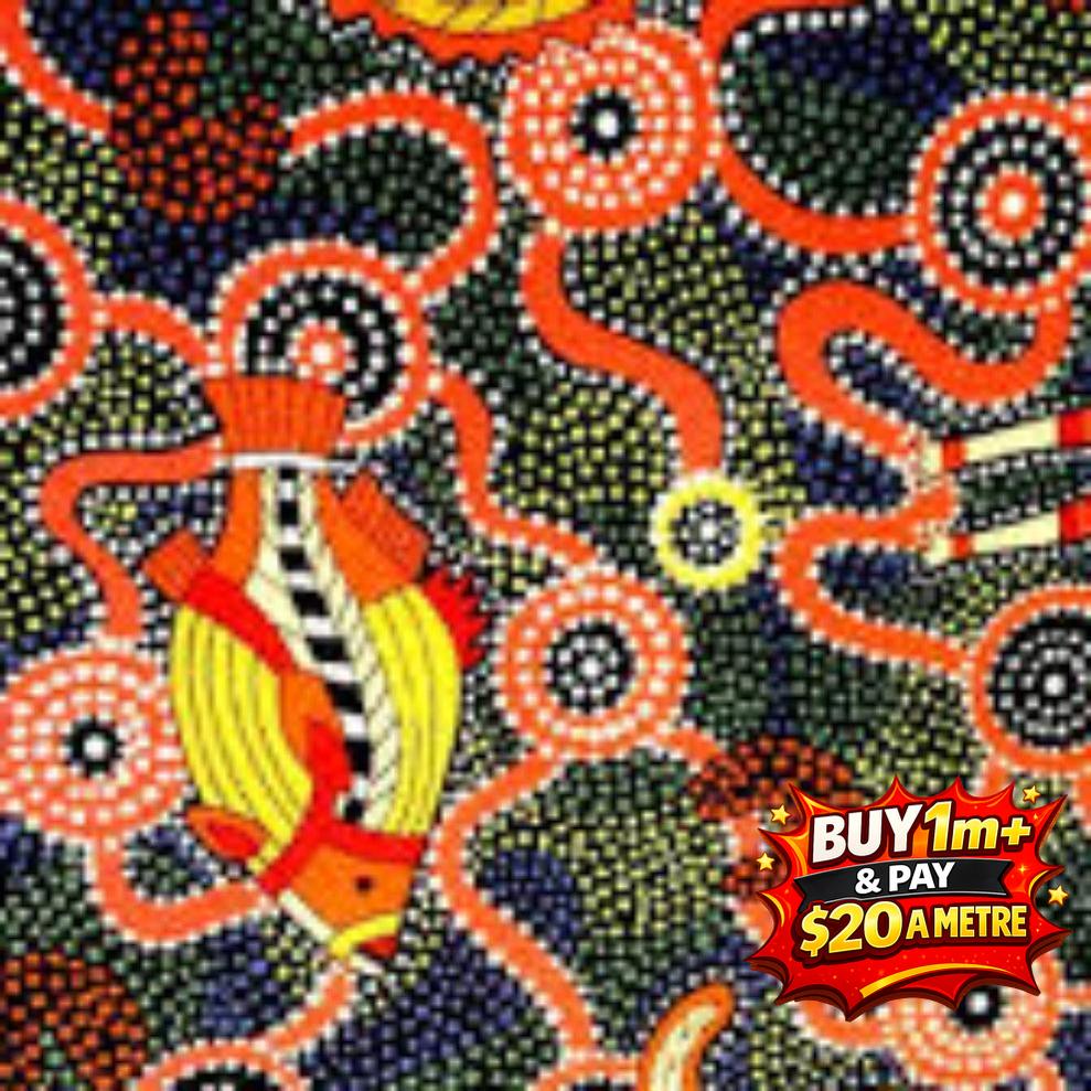 Burrambim Animals 100% Cotton Fabric WOF 110cm- 112cm