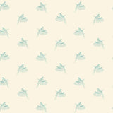 A repeating pattern of pale blue-green birds perched on nests on a warm cream background.