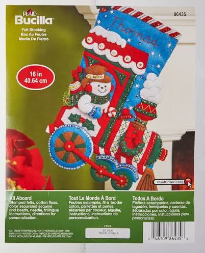PLAID BUCILLA “ ALL ABOARD “ BUCILLA 16” FELT STOCKING KIT #86435