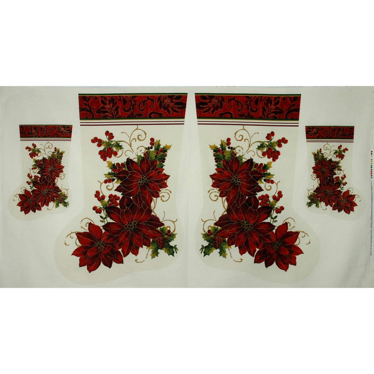 Poinsettias Flower Stocking Panel